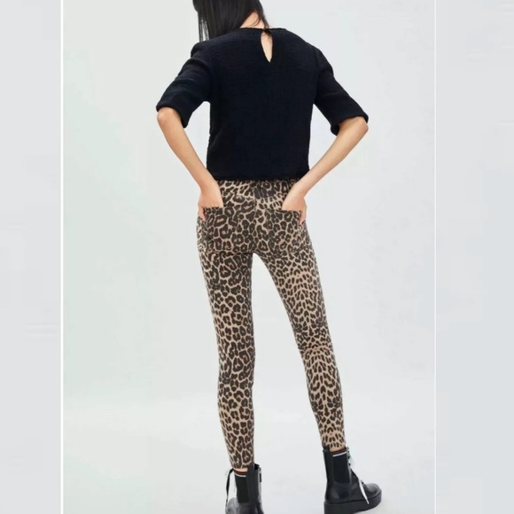 Zara High Rise Leopard Print Skinny Jeans 6 - Picture 3 of 4